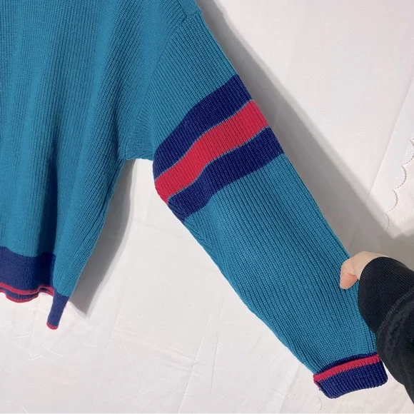 Vintage Gant The Rugger Blue Red Wool Knit Sweater S - Picture 12 of 14